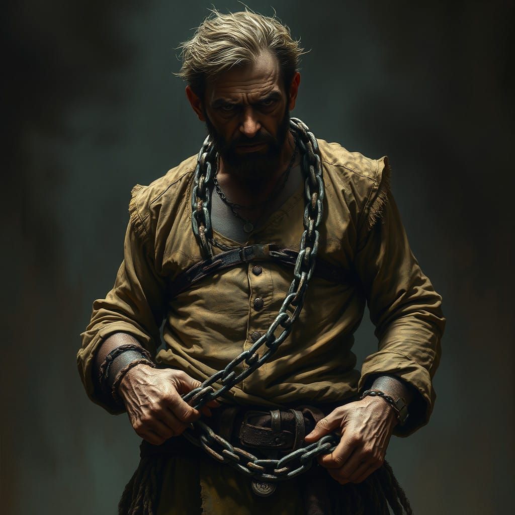 Man Bound in Chains, Overcome by Despair