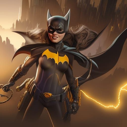 Detailed Matte Painting of Batgirl in Fantasy Style