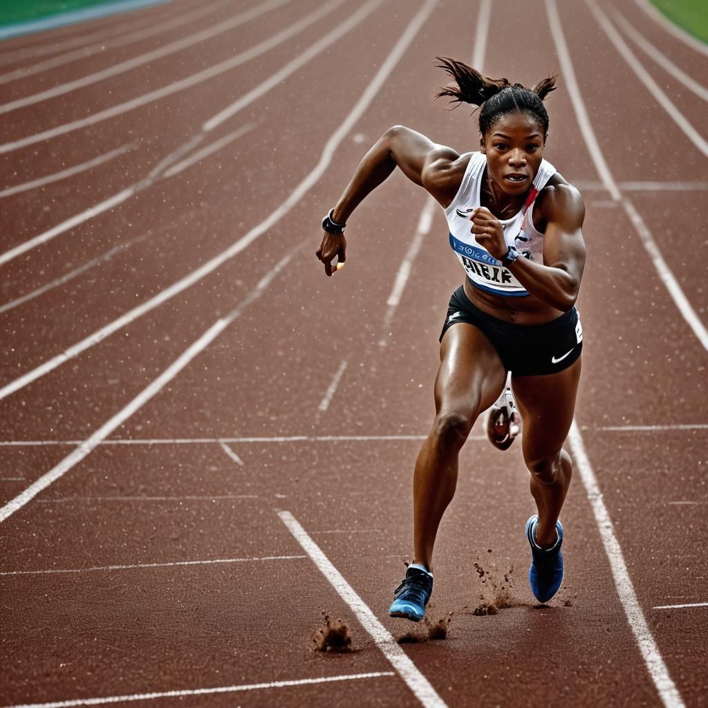 Paralympic Sprinter in Dynamic Motion: Photorealistic Close-...