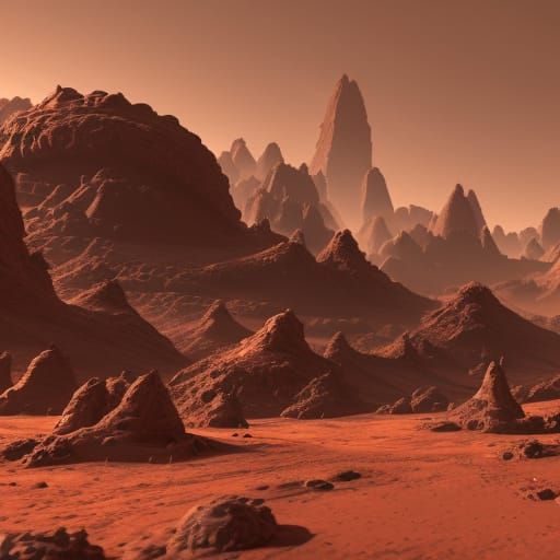Fantastical Village on Mars Concept Art