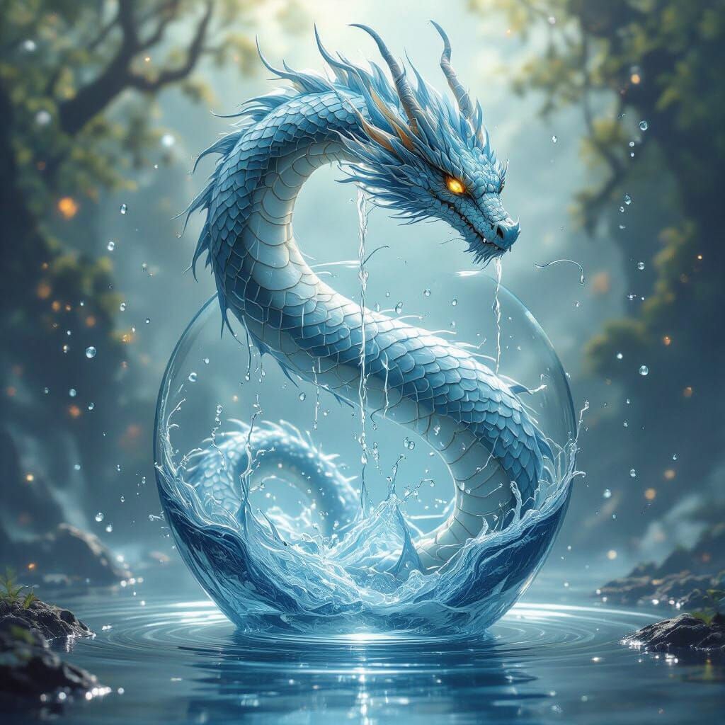 Water Dragon in High-Detail Fantasy Style