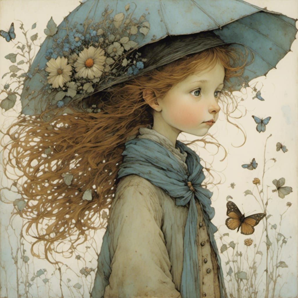 Whimsical Girl in a Vintage World