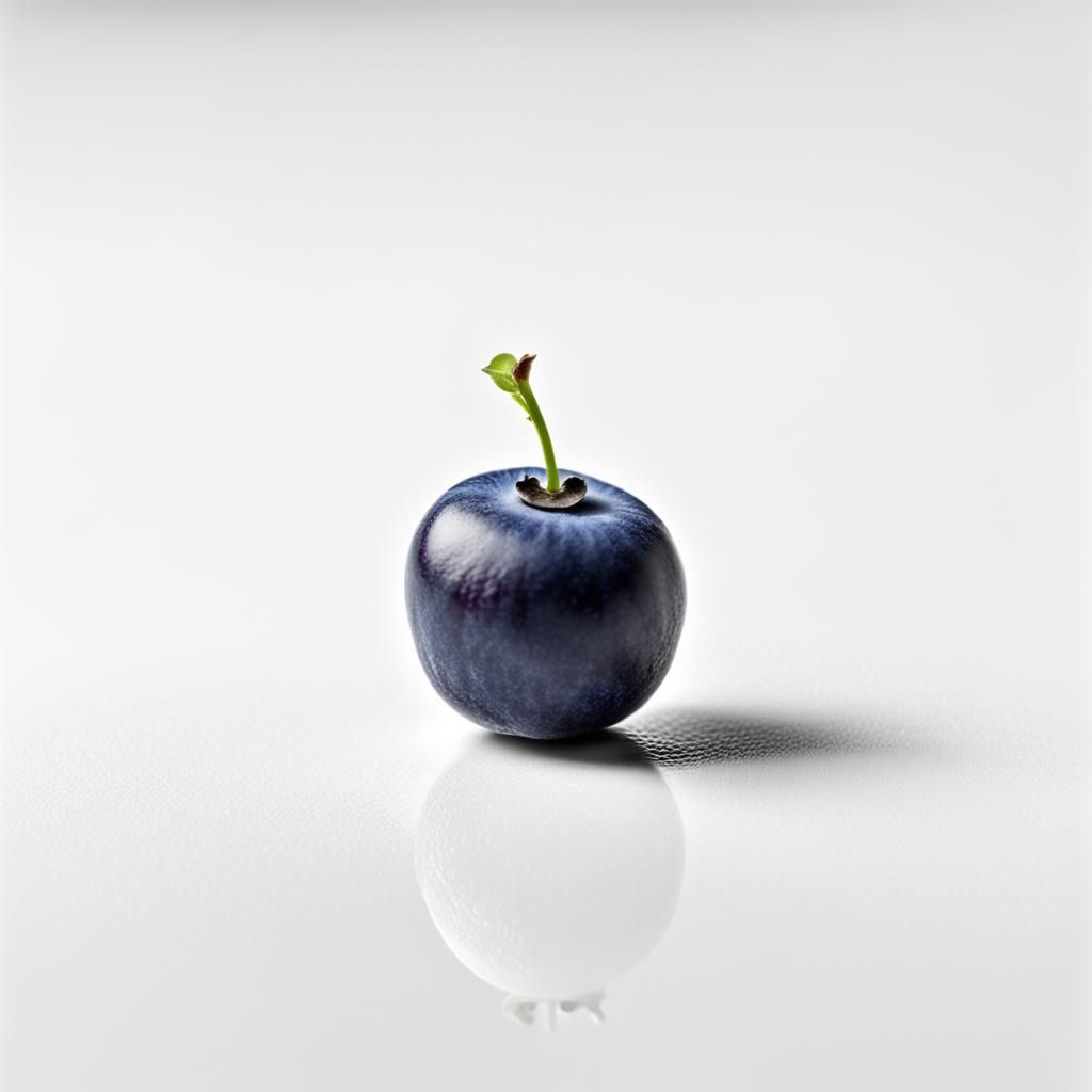 Single Blueberry on White: Minimalist Still Life
