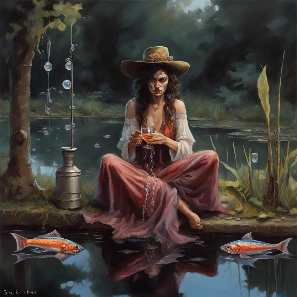 Sinister Chrome Gypsy Woman by Pond
