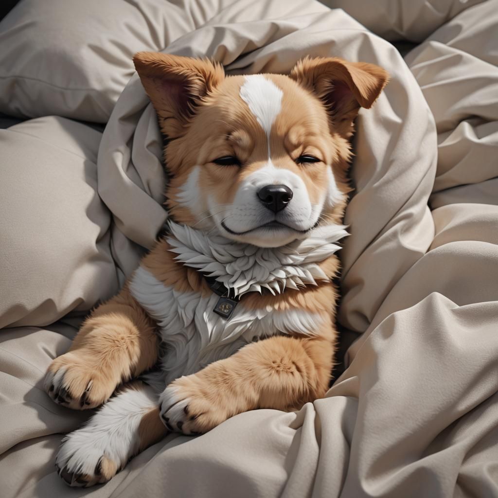 Detailed 3D Anime Art of a Sleepy Puppy