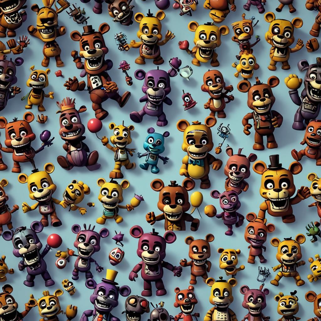 Glamrock Animatronics in 3D Digital Art Style