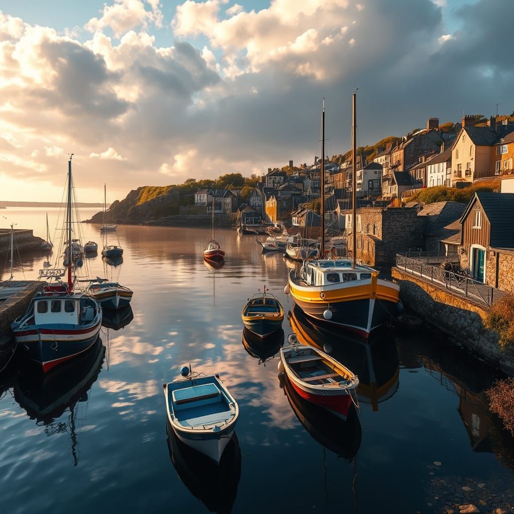 Padstow Harbour in Golden Light: Photorealistic Cornwall