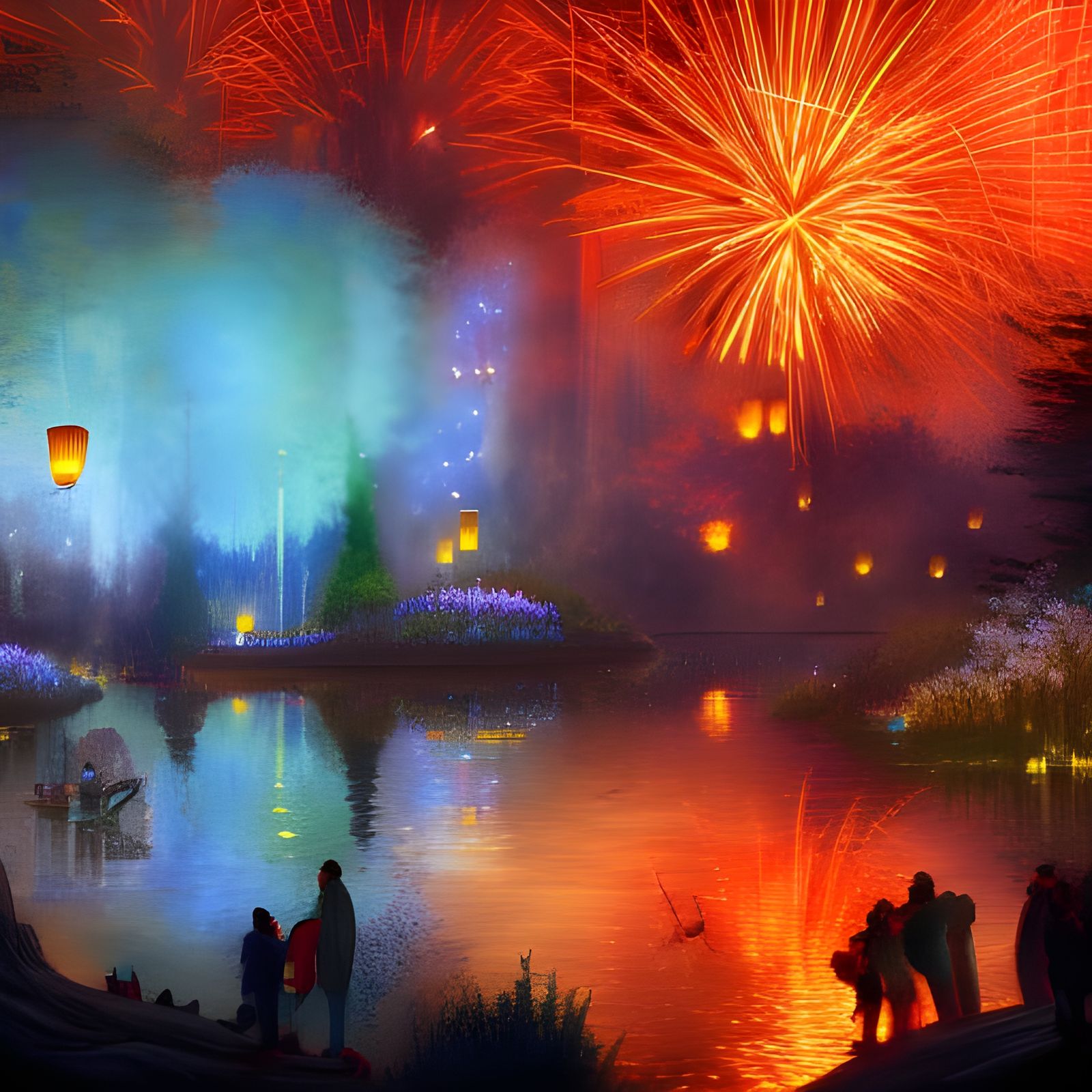 Fireworks Light Spiritual Forest Gathering