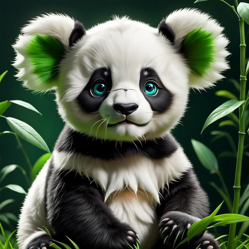 Adorable Baby Panda Portrait in 3D