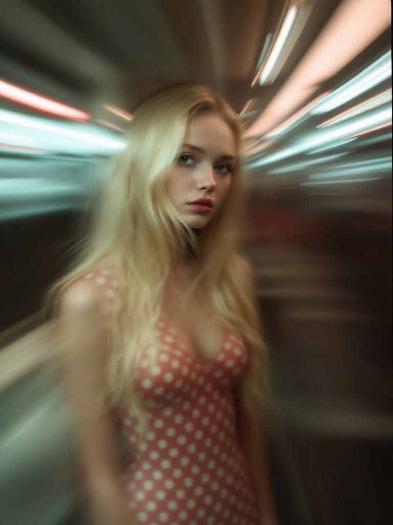 Girl in Subway: Dreamy Vintage Pinhole Photo