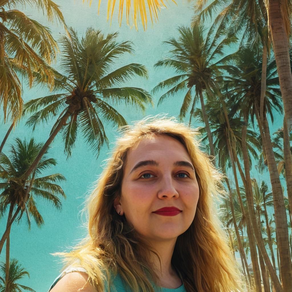 Tropical Palm Trees Swaying: Watercolor Landscape