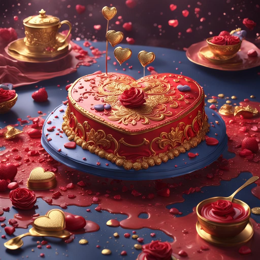Gorgeous Royal Heart Cake with Gold Details