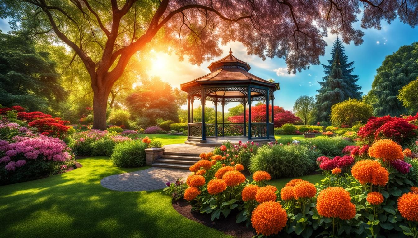 Royal Gazebo in Hyperrealistic Garden Park