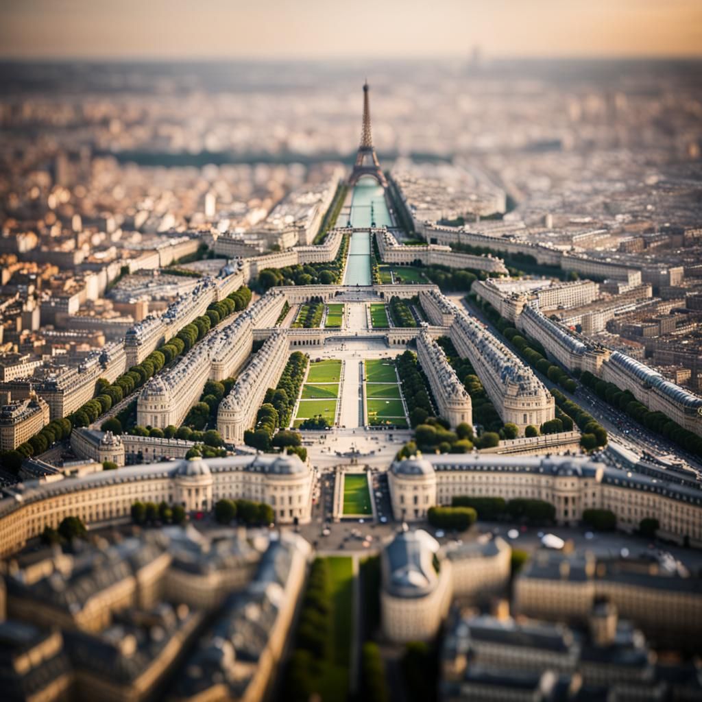Paris Aerial View in Professional Photography Style