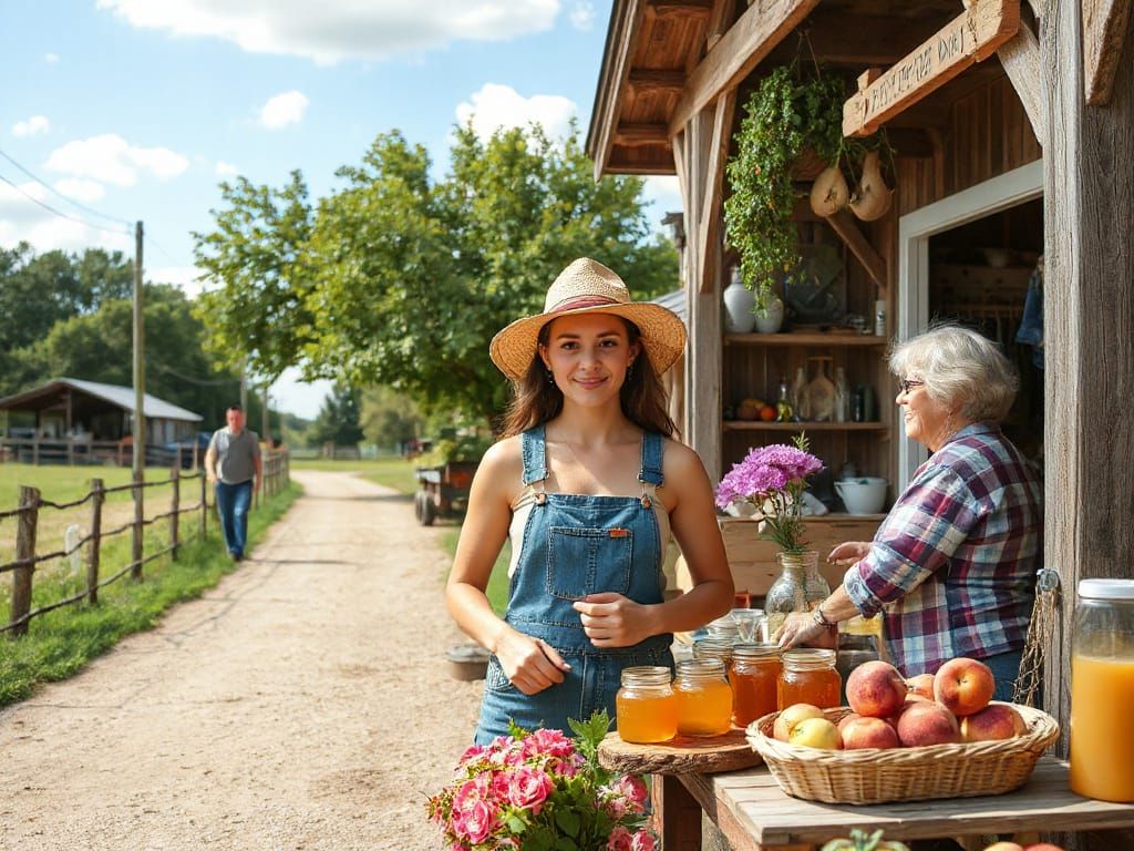 Happy Farmer Vendor at Farmstand Portrait