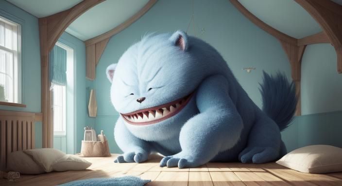 Shy Monster Peek-a-Boo: Whimsical Concept Art