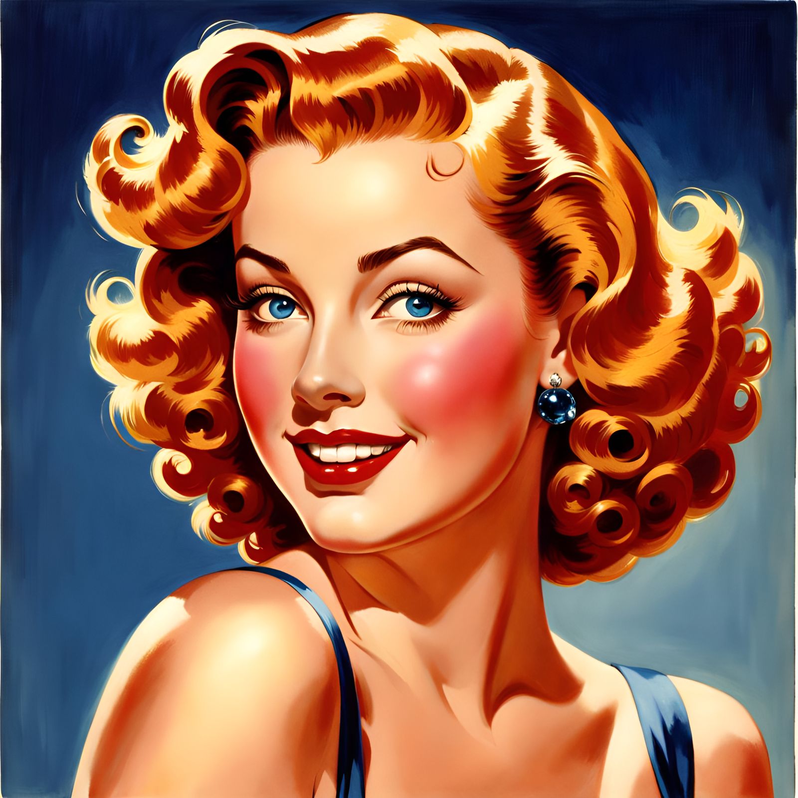 Glamorous Pin-Up Girl with Sapphire Eyes
