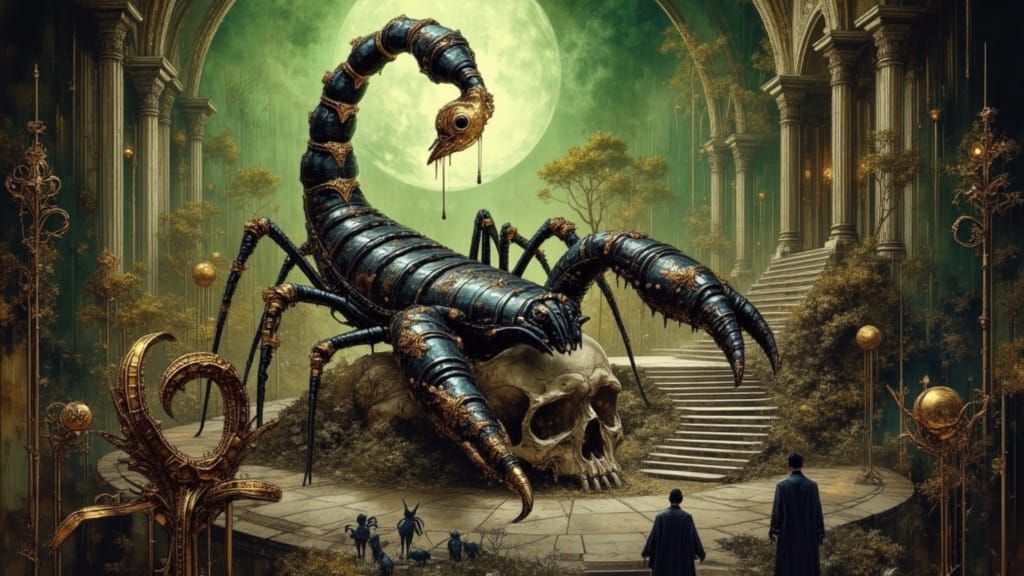 Baroque Scorpion Queen and Acolytes in Gothic Lair