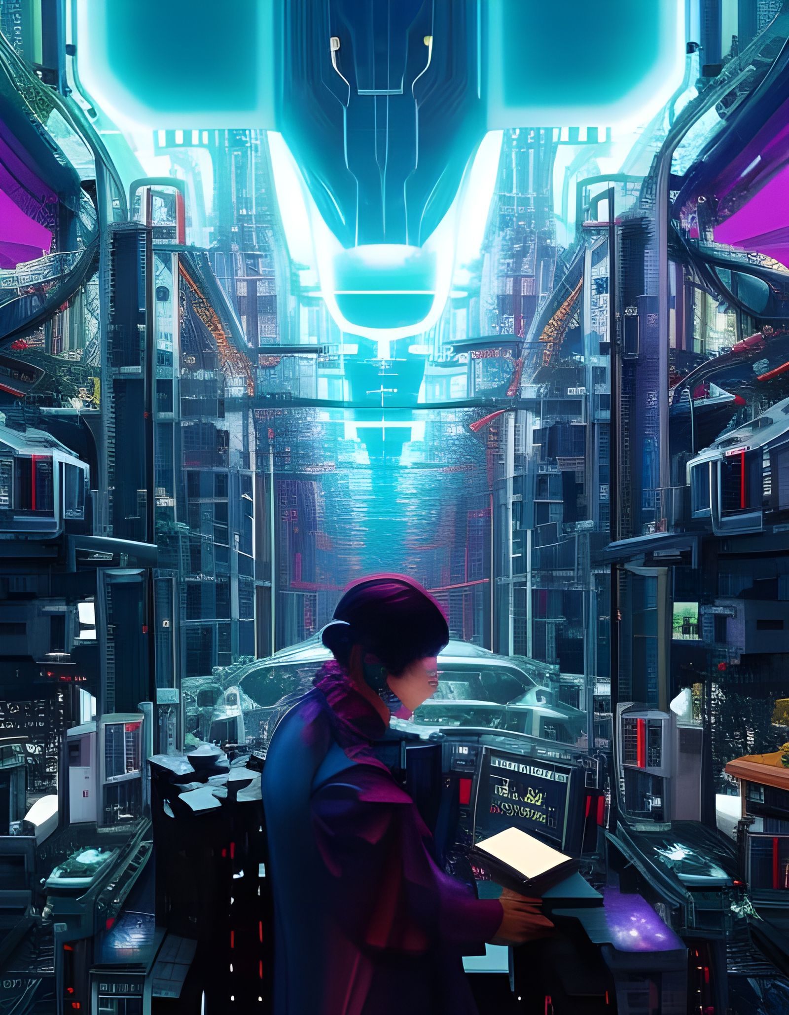 Circuitpunk Robot Melts Into Matrix Code