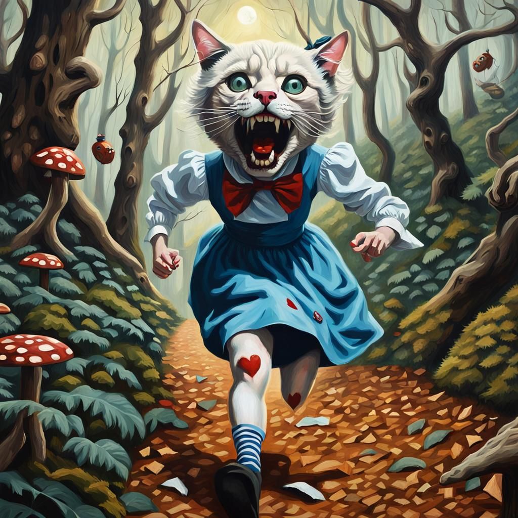Marilyn as Alice Runs from Cat Monster