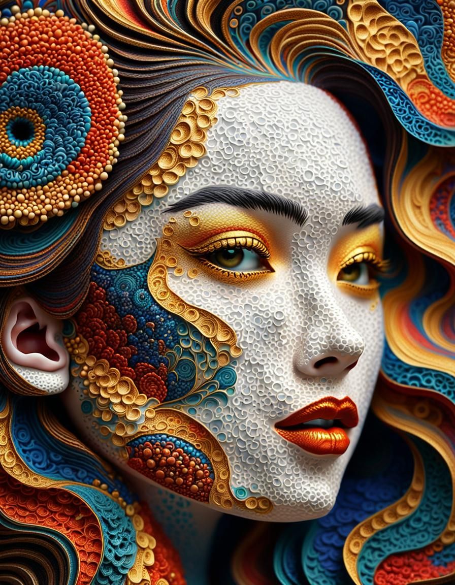 Pointillist Portrait of a Beautiful Woman