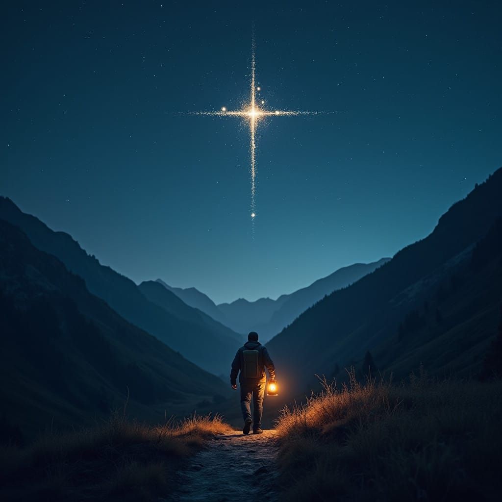 A Lone Figure Illuminates the Darkest Valley with Radiant Li...