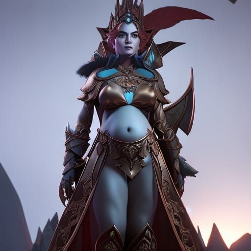 Dark Fantasy Pregnant Queen in Hyperdetailed 8k