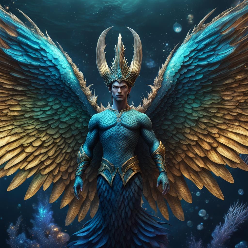 Winged Merman: Detailed Fantasy Concept Art