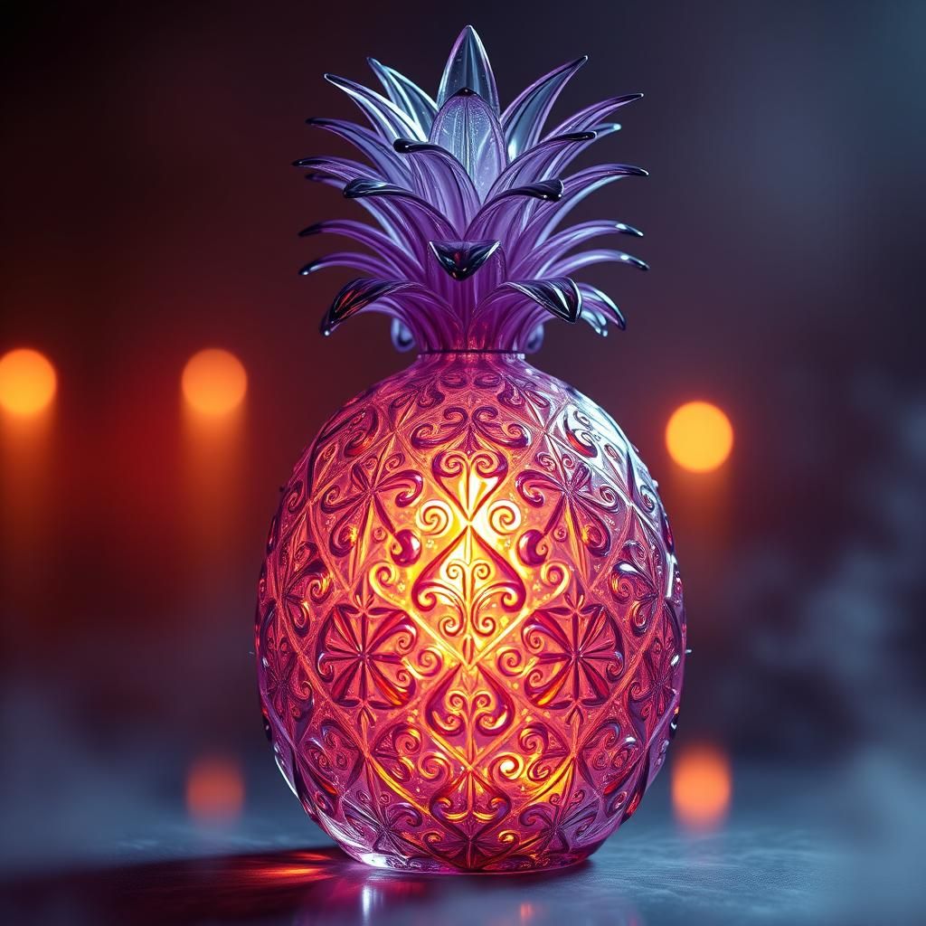 Glass Pineapple with Mystical Glow in Fantasy Art