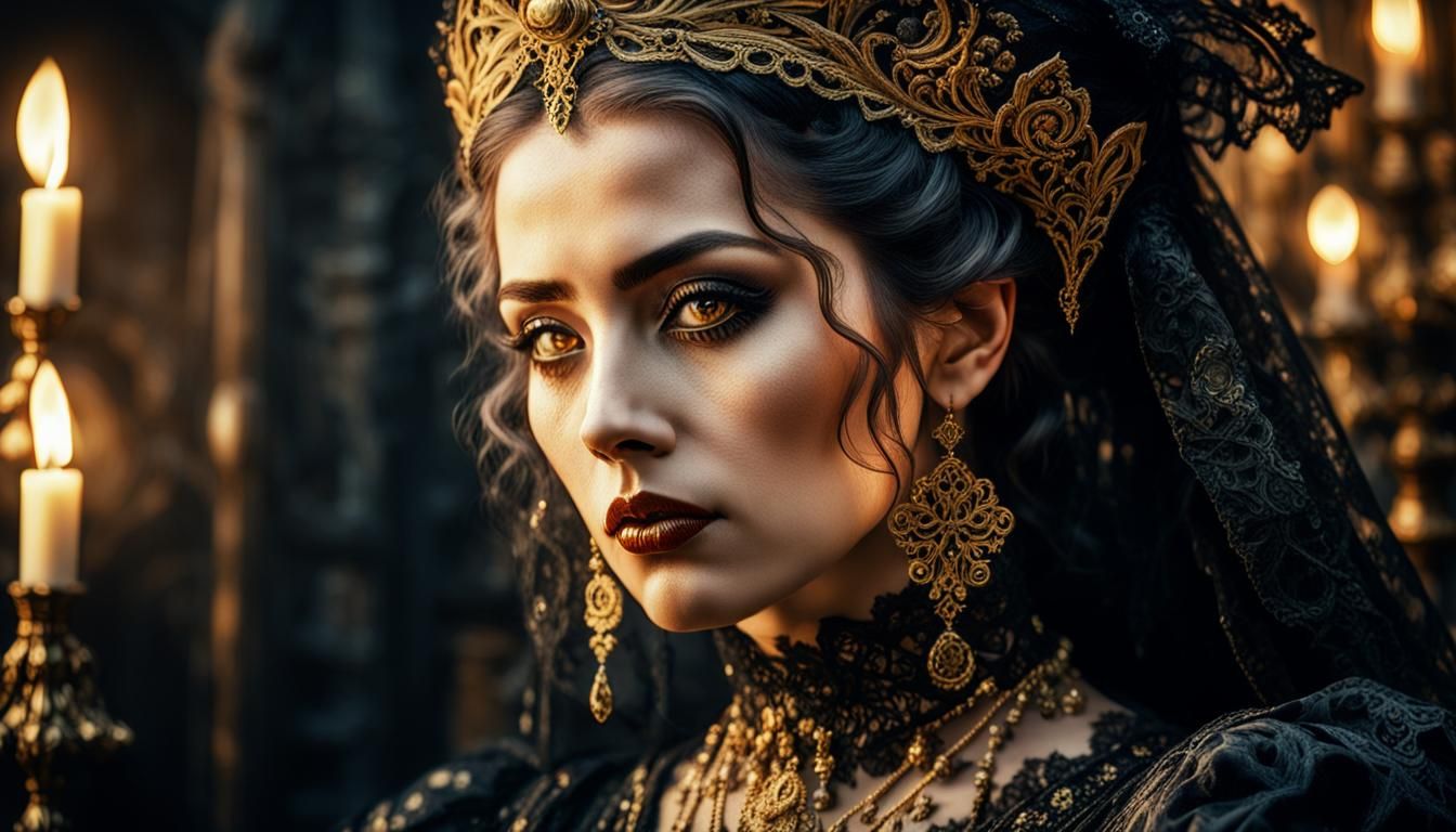 Elegant Gothic Woman Portrait in Baroque Style