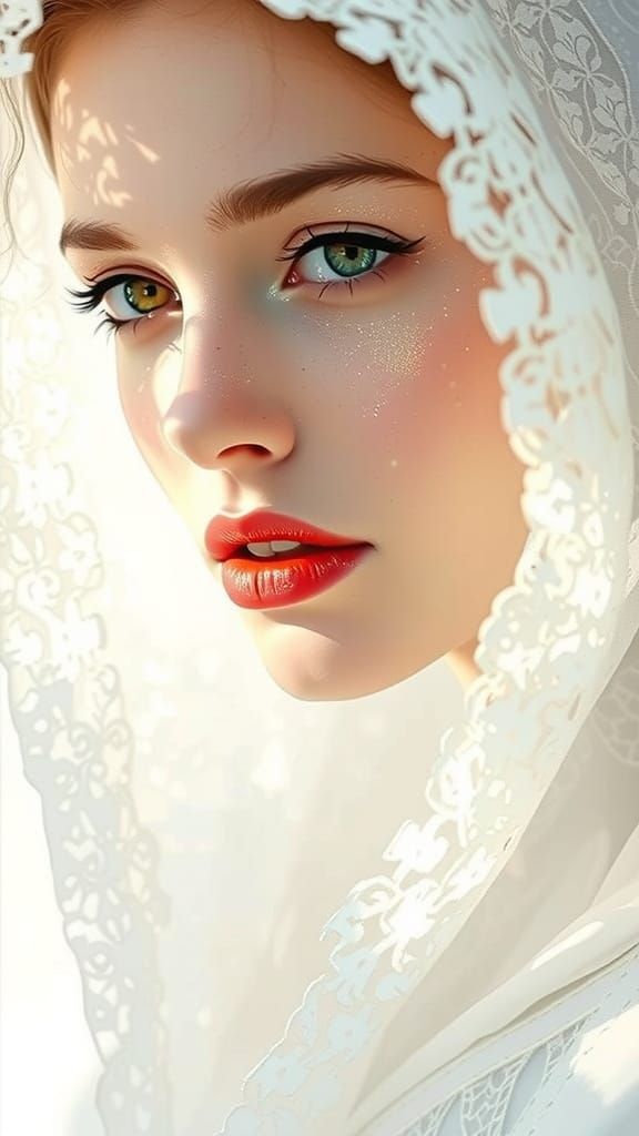 Woman's Face in White: A Detailed Sketch