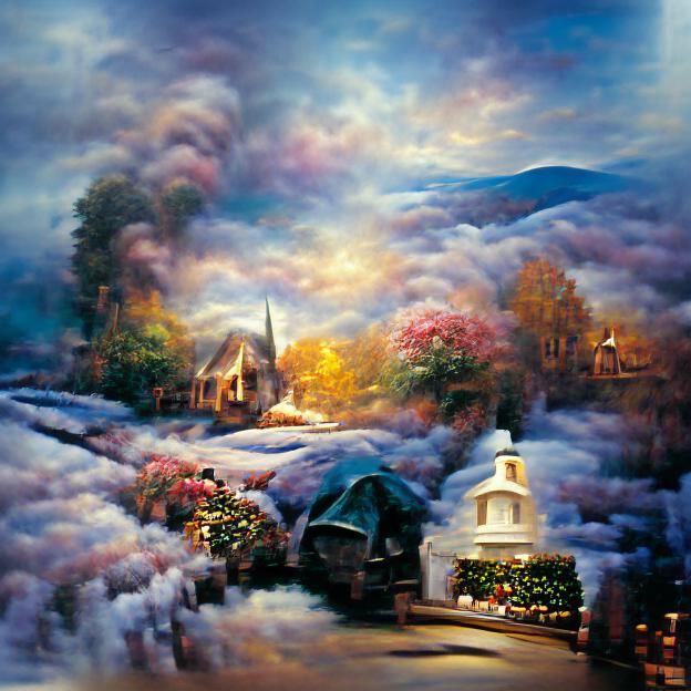 Idyllic Landscape in the Style of Kinkade
