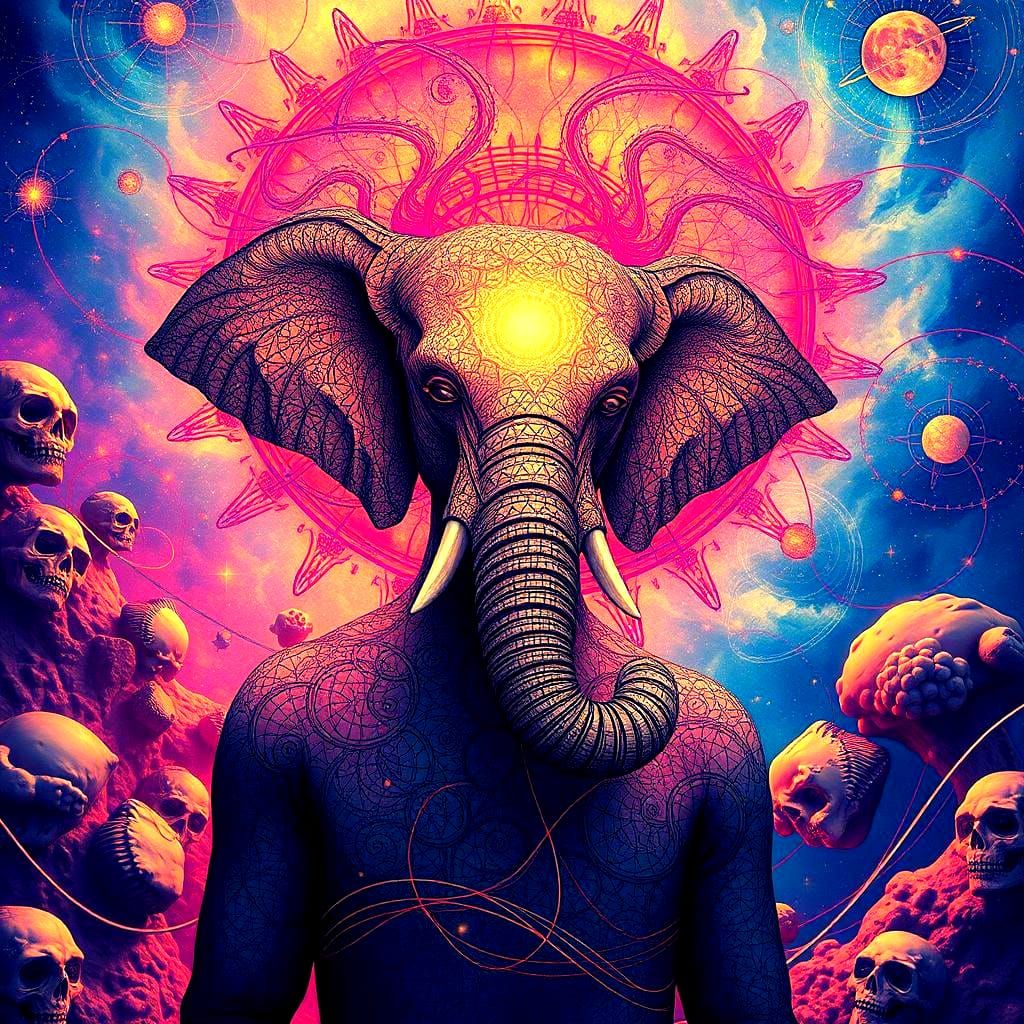 Surreal Cosmic Portrait in Max Ernst Style