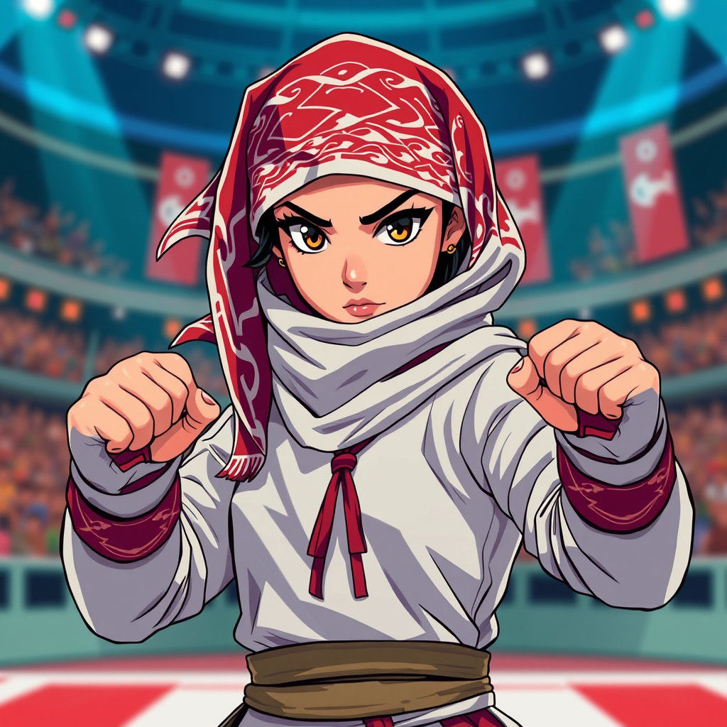 Kuwaiti Girl Fighter in Anime Style Tournament