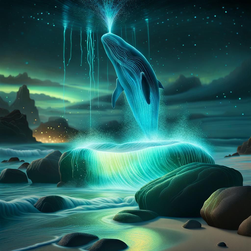 Bioluminescent Whale in an Alien Ocean
