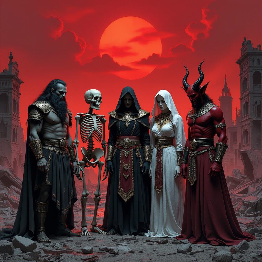 Dark Fantasy Villains in Ruined City Concept Art