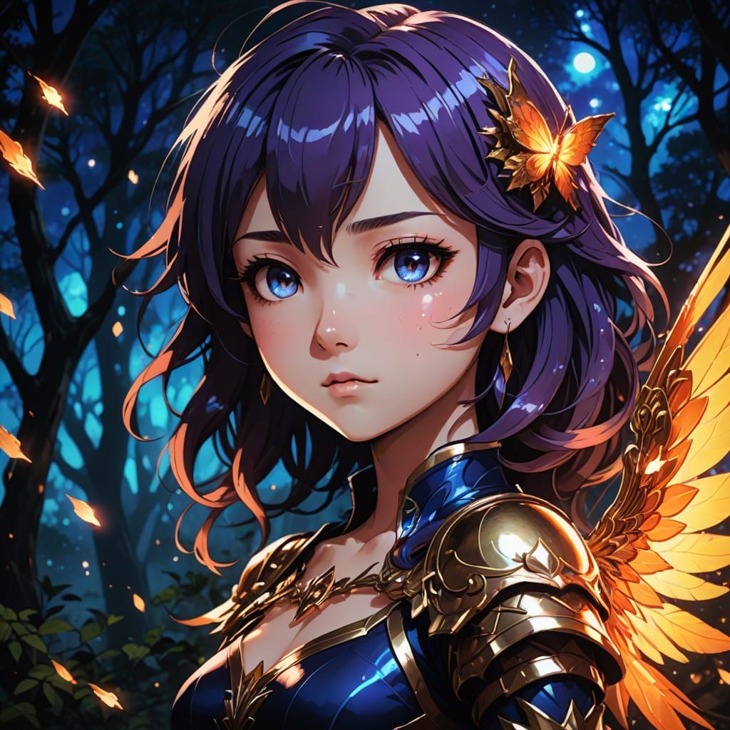 Chibi Anime Shadowfire Fairy with Vibrant Manga Style