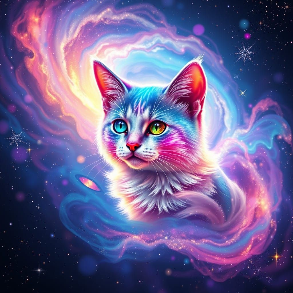 Cosmic Feline Amidst Pleiades Star Cluster