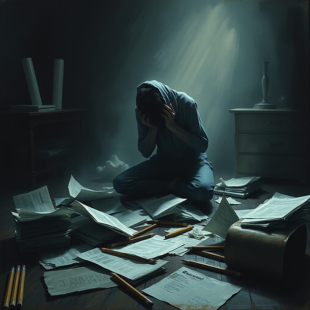 Distressed Figure in Dark Room, Goya-esque