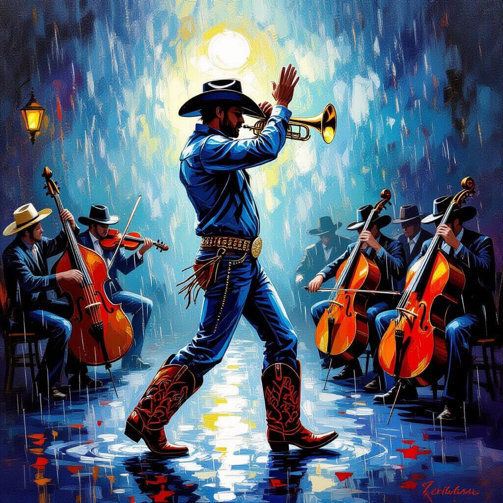 Cowboy Dances in Rain, Transformed by Music