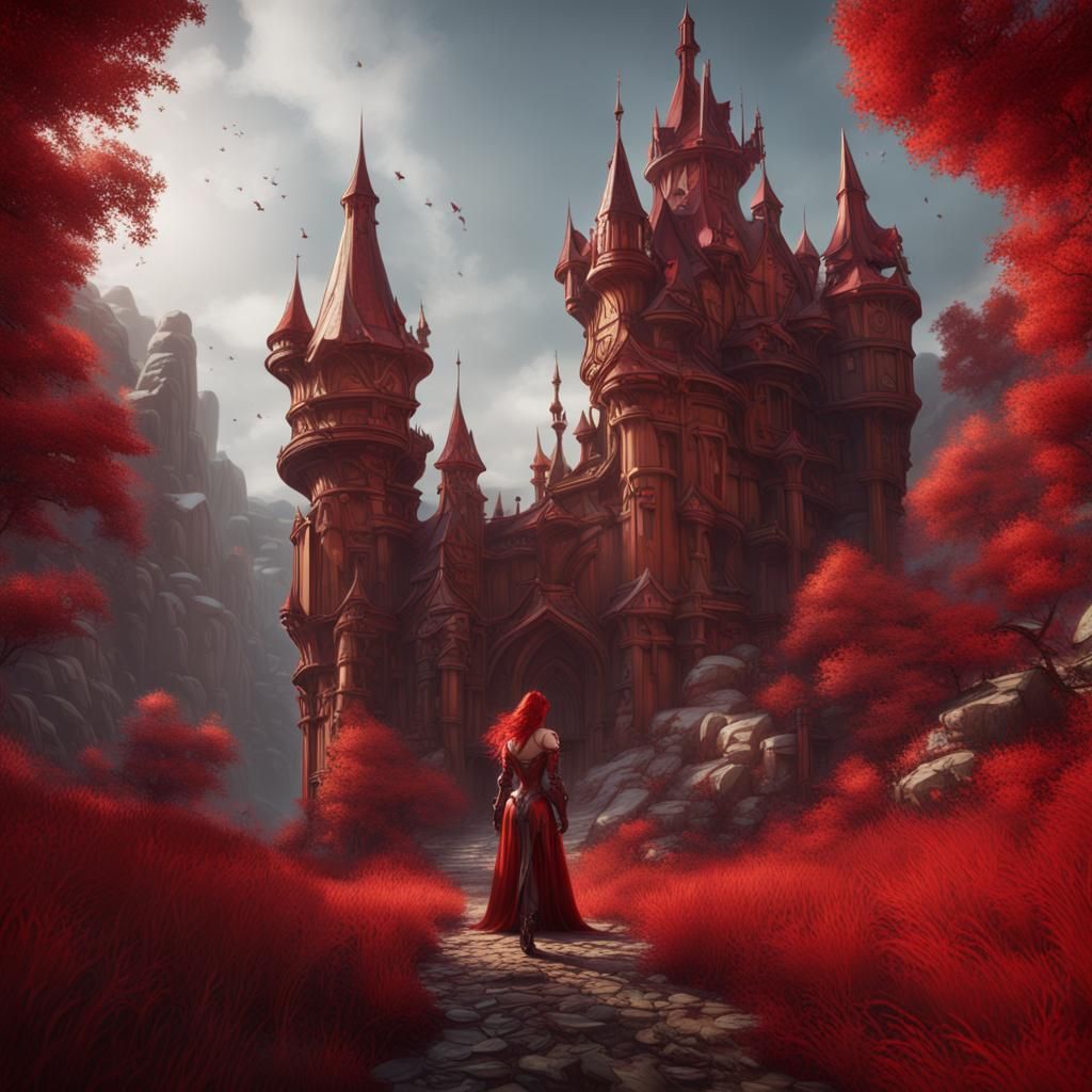 Detailed Matte Painting of a Red Vixen