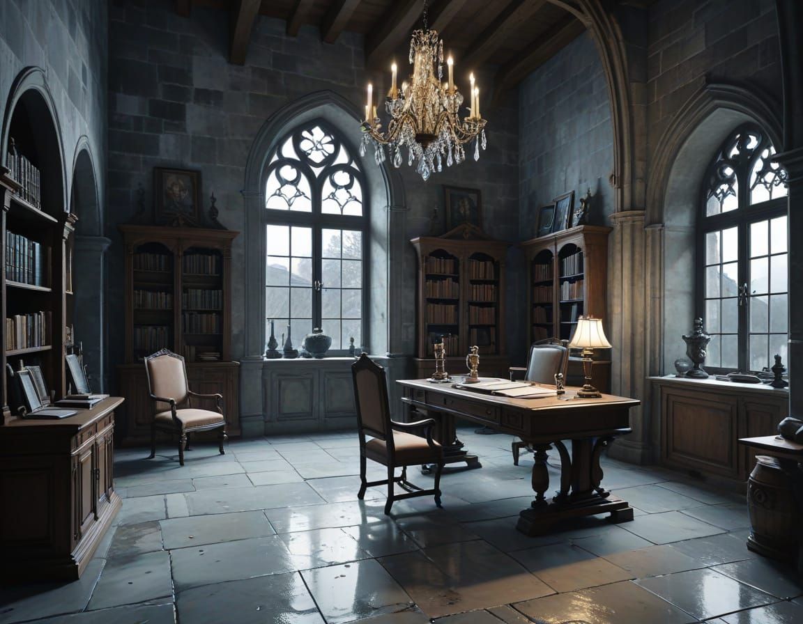 Medieval Castle Room in Vibrant Watercolor Anime Style
