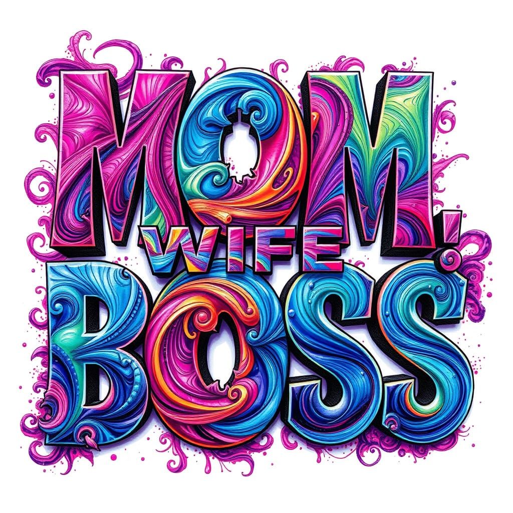 Dynamic 3D Letters in Vibrant Abstract Fractal Art