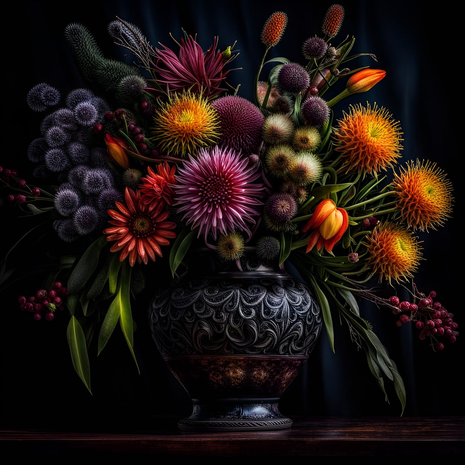 Hyperrealistic Australian Flowers in Vase