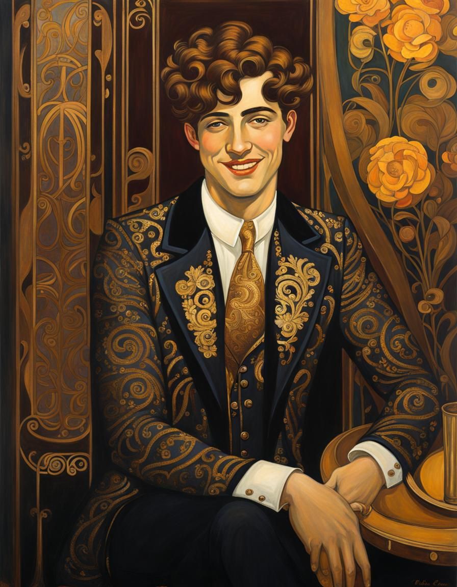 Art Nouveau Lad (in the style of Klimt) 240625QB