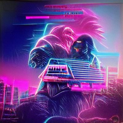 Synthwave Gorilla: Neon Retro Power
