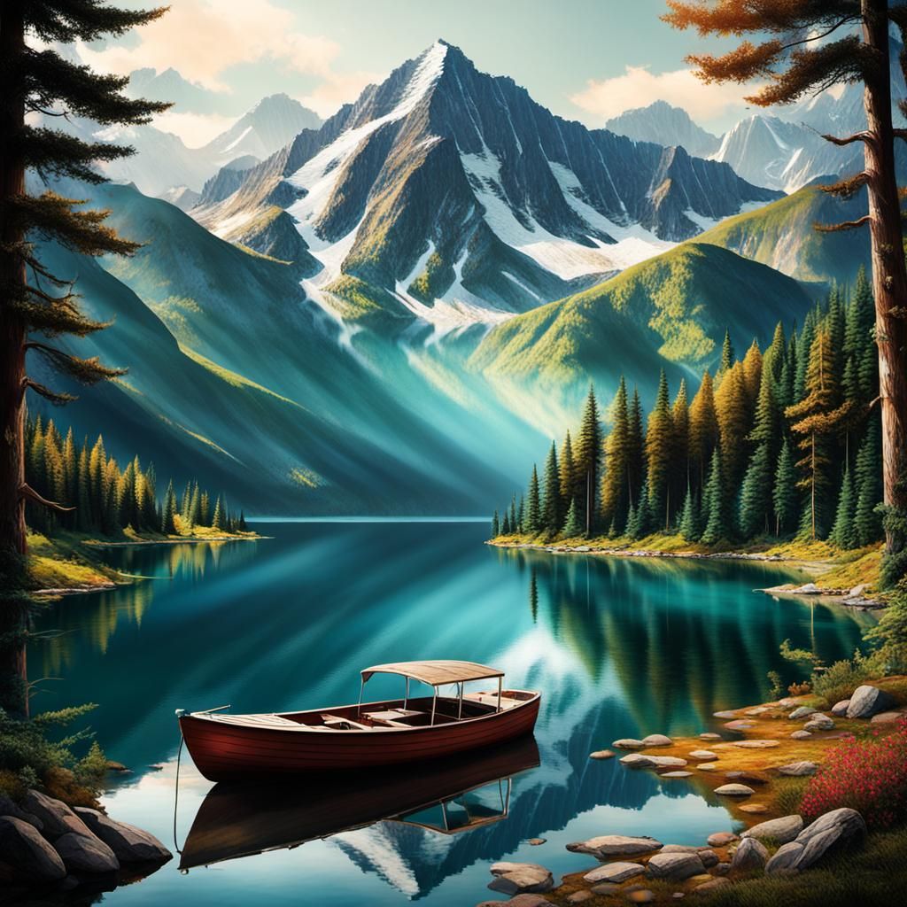 Magnetic Vision: Forest Lake With Boat