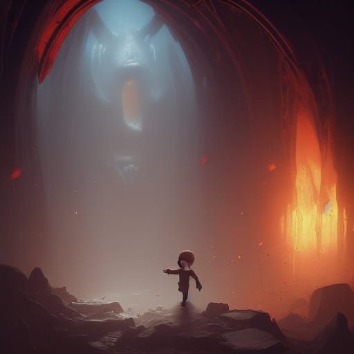 Demonic Boss Baby Discovers Hell: Dark Fantasy Art