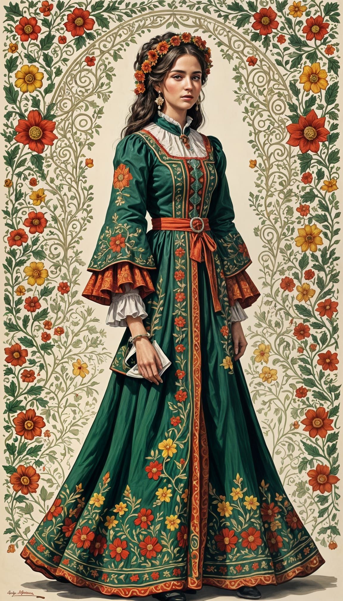 Portuguese Woman in Traditional Folk Outfit