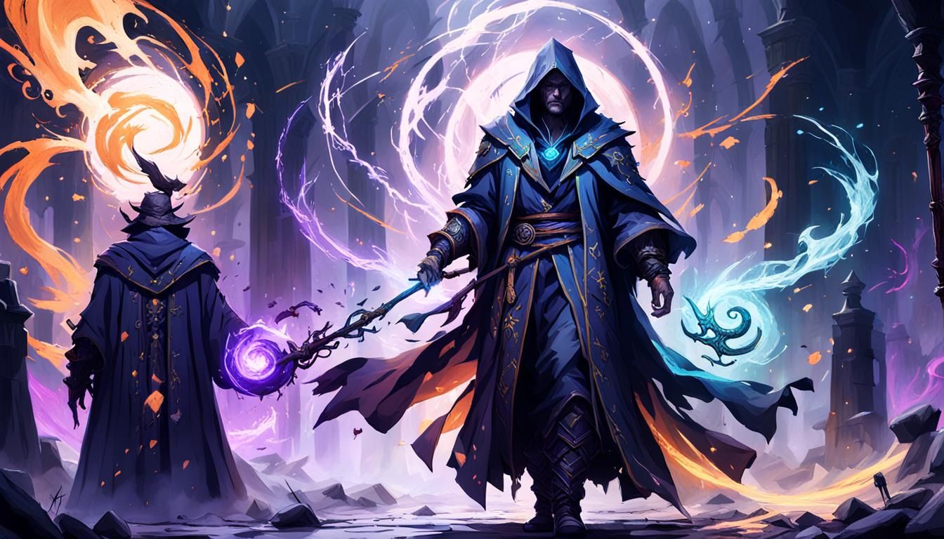 Mage in Duality: A Concept Art Illustration